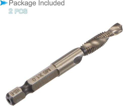 مثقاب مركب وريشة صنبور، M8 × 1.25 حجم الخيط 1/4 بوصة ساق سداسية، 6542 أدوات فولاذية عالية السرعة مطلية بالتيتانيوم - (التطبيقات: للبلاستيك الألومنيوم والفولاذ المقاوم للصدأ) in Saudi Arabia