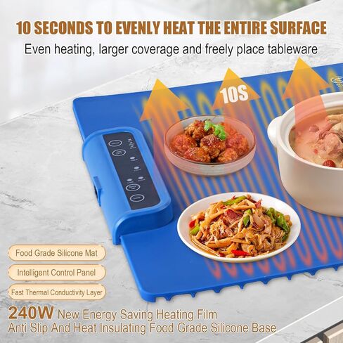 Electric Warming Tray 2024 New，Portable Silicone Food Warmer Heater Mat，Travel Roll Up Fast Heating Pad，Foldable Keep Plates Fast Warm for Buffets Party，Large Surface Area with Adjustable Temperature in Saudi Arabia