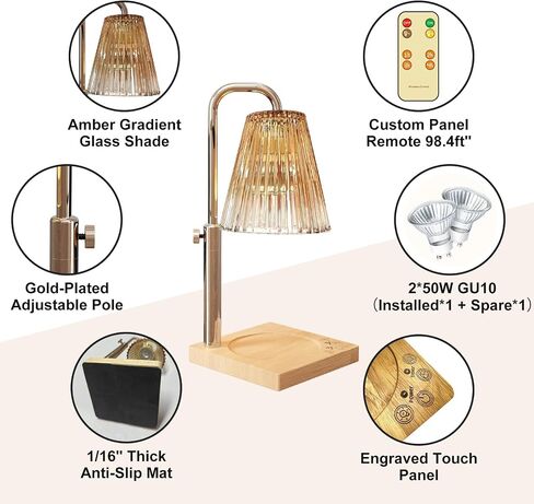 Candle Warmer Lamp with Timer 1H/2H/3H/4H Wax Warmer for Scented Wax Melt Warmer Melter/Burner/Heater Touch/Remote Control Dimmable Ajustable Height 2 Bulbs Inclued Gifts for Women Mom House Warming in Saudi Arabia