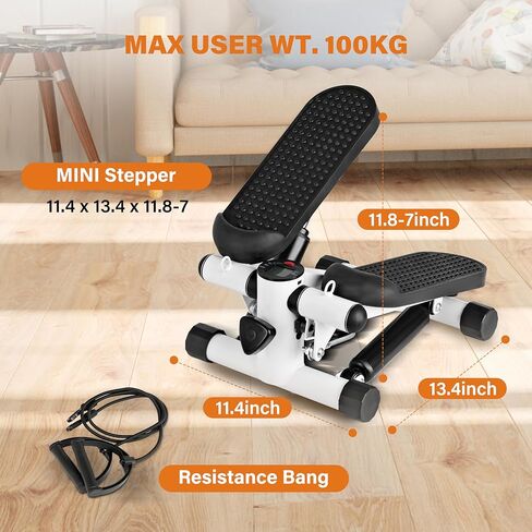 Multi-Function Adjustable Stepper - Leg Training, Endurance, and Rehabilitation, LCD Display, Resistance Bands, 120kg Max Load, Black in Saudi Arabia