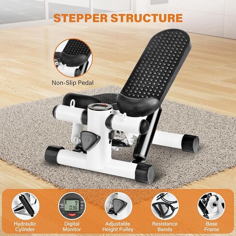 Multi-Function Adjustable Stepper - Leg Training, Endurance, and Rehabilitation, LCD Display, Resistance Bands, 120kg Max Load, Black in Saudi Arabia