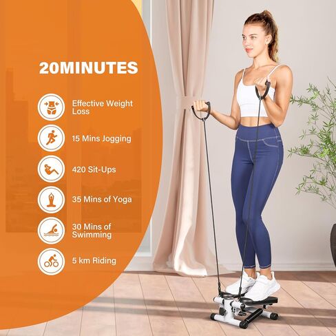 Multi-Function Adjustable Stepper - Leg Training, Endurance, and Rehabilitation, LCD Display, Resistance Bands, 120kg Max Load, Black in Saudi Arabia