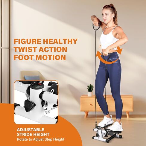 Multi-Function Adjustable Stepper - Leg Training, Endurance, and Rehabilitation, LCD Display, Resistance Bands, 120kg Max Load, Black in Saudi Arabia