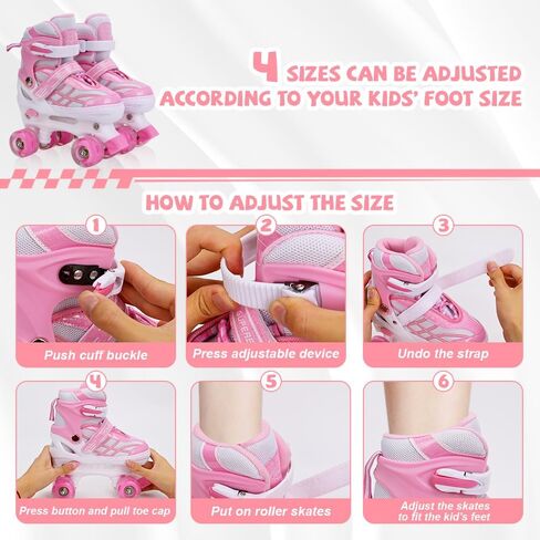Kids Roller Skates for Boys Girls Toddler Children, Adjustabl Big Kids Roller Skates for Outdoor Sports - Blue White - Large in Saudi Arabia