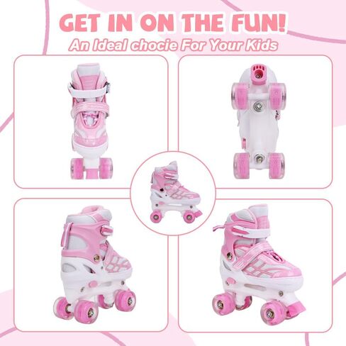 Kids Roller Skates for Boys Girls Toddler Children, Adjustabl Big Kids Roller Skates for Outdoor Sports - Blue White - Large in Saudi Arabia