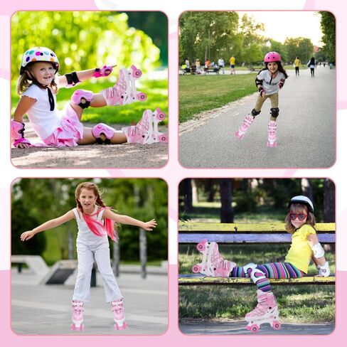 Kids Roller Skates for Boys Girls Toddler Children, Adjustabl Big Kids Roller Skates for Outdoor Sports - Blue White - Large in Saudi Arabia