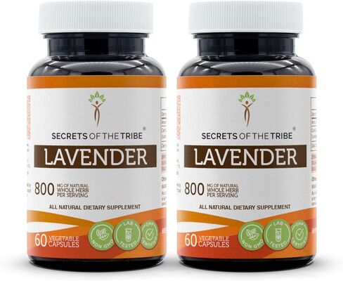 Secrets of the Tribe Lavender 60 كبسولة، 800 مجم، اللافندر (Lavandula angustifolia، Lavandula x Intermedia) زهور مجففة (60 كبسولة) in Saudi Arabia