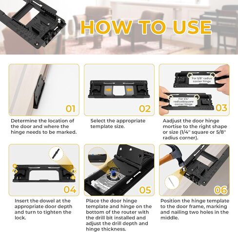 رقصة مفصلة الباب من Goldenwarm، قالب مفصلة الباب، مجموعة تركيب مفصلات Mortiser، رقصة مفصلة الباب للباب وإطار الباب/عضادة، تناسب 8 أحجام مفصلات وسمك 5 أبواب in Kuwait