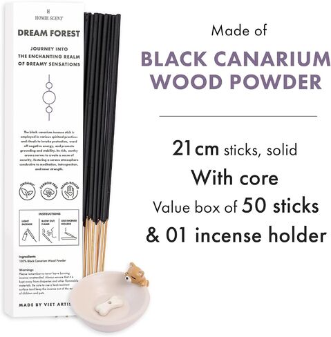 50 Black Canarium Sticks, Natural Incense Sticks Non Toxic, Pure Organic Incense Sticks, Hand Rolled Free from Chemicals, Incense for Relaxation, Air Purifier, Meditation, Yoga in Saudi Arabia