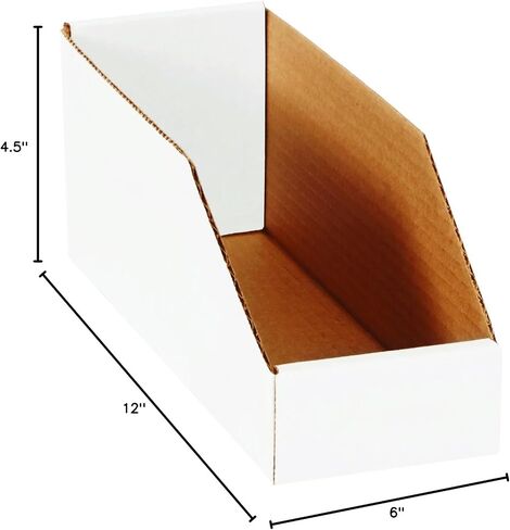 Boxes Fast BFBINMT612 Open Top Bin Boxes, 6" x 12" x 4 1/2", White (Pack of 50) in Saudi Arabia