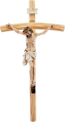 Needzo Large Wooden Crucifix with Resin Corpus, Religious Wall Hanging Cross Home Decor, Oversized Catholic Church Supplies, 24 inches in Saudi Arabia