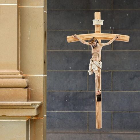 Needzo Large Wooden Crucifix with Resin Corpus, Religious Wall Hanging Cross Home Decor, Oversized Catholic Church Supplies, 24 inches in Saudi Arabia