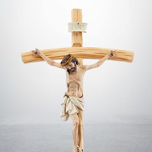 Needzo Large Wooden Crucifix with Resin Corpus, Religious Wall Hanging Cross Home Decor, Oversized Catholic Church Supplies, 24 inches in Saudi Arabia