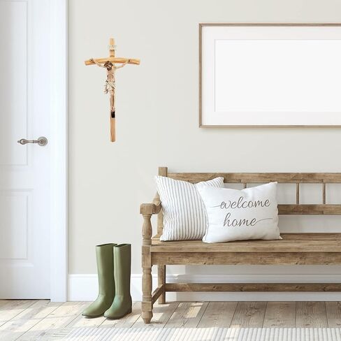 Needzo Large Wooden Crucifix with Resin Corpus, Religious Wall Hanging Cross Home Decor, Oversized Catholic Church Supplies, 24 inches in Saudi Arabia