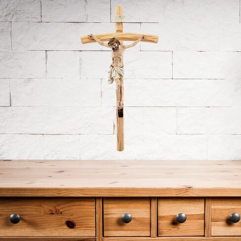 Needzo Large Wooden Crucifix with Resin Corpus, Religious Wall Hanging Cross Home Decor, Oversized Catholic Church Supplies, 24 inches in Saudi Arabia