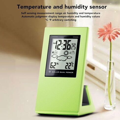 ساعة VGEBY Weather Forcast، ساعة عرض LCD تعمل بالطاقة الشمسية مع رطوبة درجة الحرارة للمكتب المدرسي المنزلي in Saudi Arabia