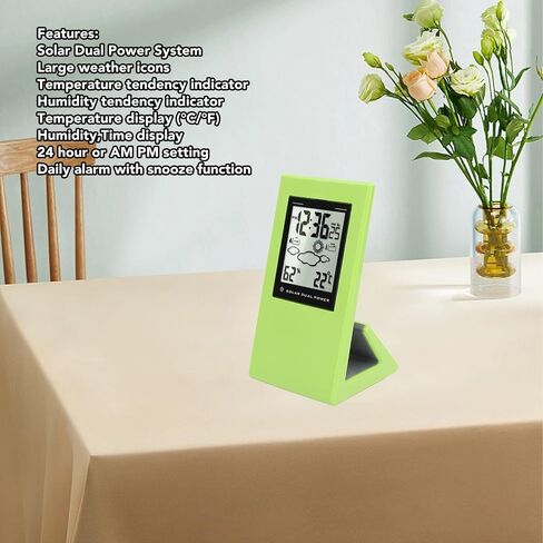 ساعة VGEBY Weather Forcast، ساعة عرض LCD تعمل بالطاقة الشمسية مع رطوبة درجة الحرارة للمكتب المدرسي المنزلي in Saudi Arabia