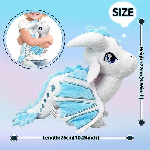 Dragon Plush Wings Toys Stuffed Animal Kawaii Blue Colorful Dragon Decor Merch Gift for Kids Boys Girls Aged 3+ in Saudi Arabia