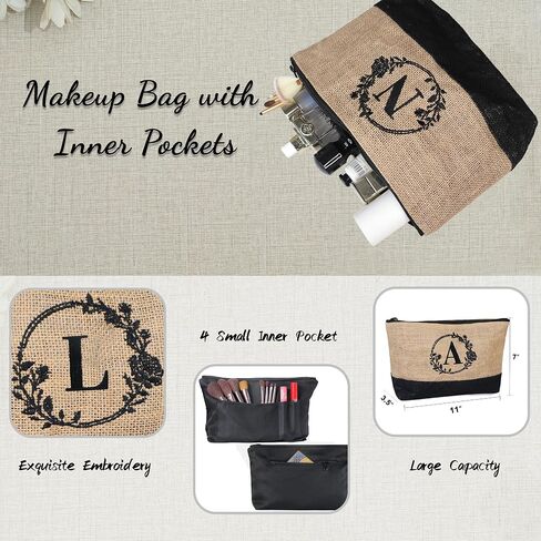 BeeGreen Birthday Gifts for Women Initial Jute Tote Bag for Friends Mother Bride Appreciation Gifts Bag Beach Tote Bag with Magnetic Buckle Embroidery Large Personalized Gifts for Wedding B in Saudi Arabia
