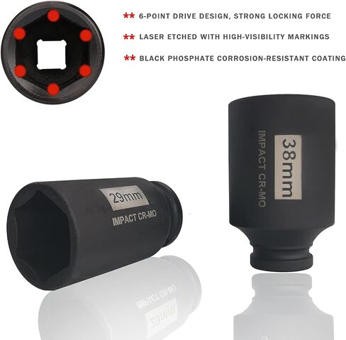 1/2 Inch Drive Wheel Protector Impact Socket, Thin Wall Deep Impact Socket Set Plastic Sleeve Lug Nut, 4 Pieces Set, 6 Point, Metric, 17mm, 19mm, 21mm, 22mm (4 PCS) in Saudi Arabia