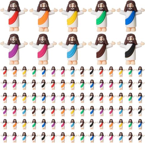 60 Pcs Little Jesus Figurine Miniature Jesus Doll Tiny Jesus Figurine to Hide and Seek Classic Religious Gifts Christ Savior Jesus for Sunday Easter Eggs Stuffers Baptism Gift (60,Purple) in Kuwait