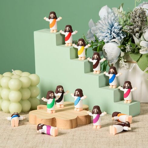 60 Pcs Little Jesus Figurine Miniature Jesus Doll Tiny Jesus Figurine to Hide and Seek Classic Religious Gifts Christ Savior Jesus for Sunday Easter Eggs Stuffers Baptism Gift (60,Purple) in Kuwait