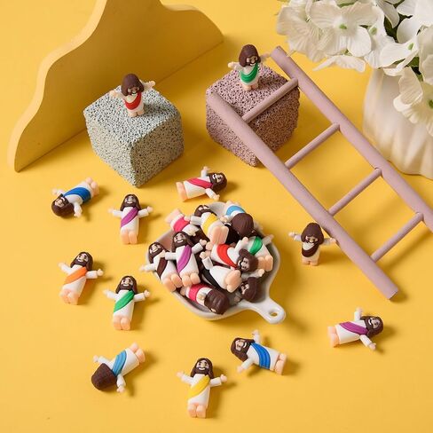 60 Pcs Little Jesus Figurine Miniature Jesus Doll Tiny Jesus Figurine to Hide and Seek Classic Religious Gifts Christ Savior Jesus for Sunday Easter Eggs Stuffers Baptism Gift (60,Purple) in Kuwait