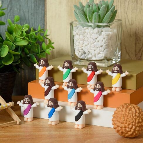 60 Pcs Little Jesus Figurine Miniature Jesus Doll Tiny Jesus Figurine to Hide and Seek Classic Religious Gifts Christ Savior Jesus for Sunday Easter Eggs Stuffers Baptism Gift (60,Purple) in Kuwait