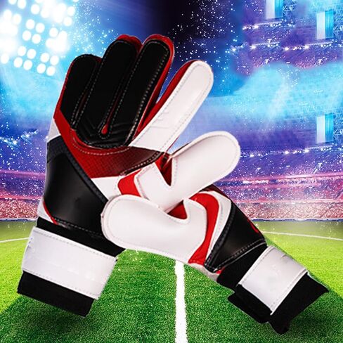قفازات Yuehuam لكرة القدم، قفازات حارس المرمى مع واقيات الأصابع، قفازات حارس المرمى السميكة القابلة للتنفس توفر حماية ممتازة، مناسبة للشباب والكبار in Kuwait