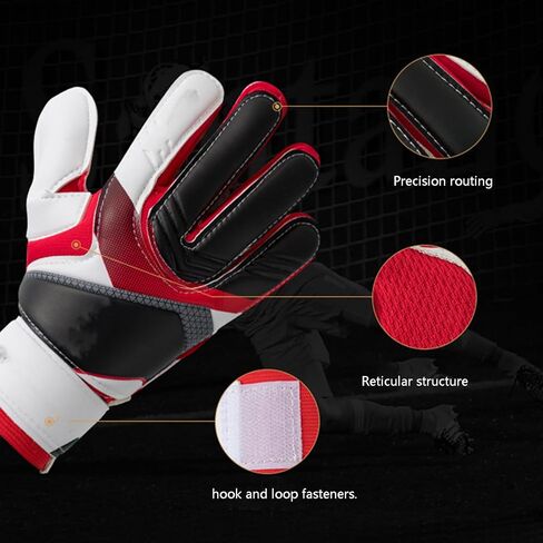 قفازات Yuehuam لكرة القدم، قفازات حارس المرمى مع واقيات الأصابع، قفازات حارس المرمى السميكة القابلة للتنفس توفر حماية ممتازة، مناسبة للشباب والكبار in Kuwait