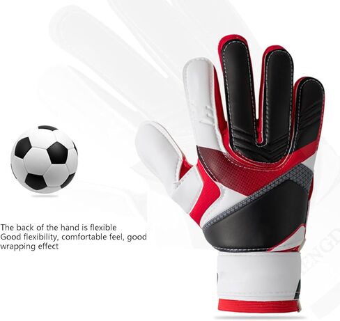 قفازات Yuehuam لكرة القدم، قفازات حارس المرمى مع واقيات الأصابع، قفازات حارس المرمى السميكة القابلة للتنفس توفر حماية ممتازة، مناسبة للشباب والكبار in Kuwait