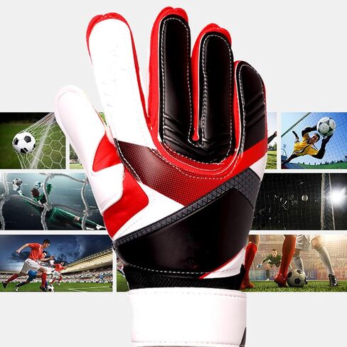 قفازات Yuehuam لكرة القدم، قفازات حارس المرمى مع واقيات الأصابع، قفازات حارس المرمى السميكة القابلة للتنفس توفر حماية ممتازة، مناسبة للشباب والكبار in Kuwait
