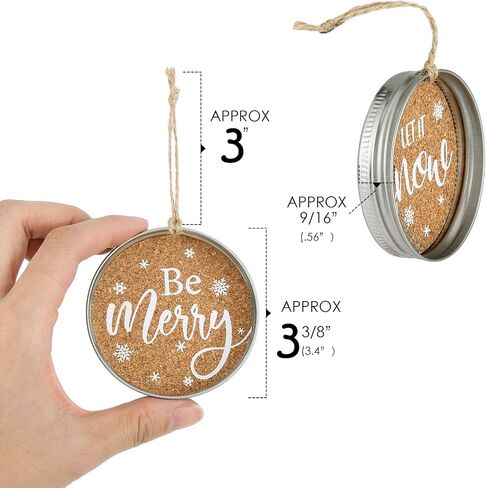Queekay 16 Pieces Mason Jar Canning Lid Christmas Tree Ornaments Farmhouse Rustic Galvanized Hanging Decorations Xmas Jar Lid Decor with Peace, Joy, Noel for Christmas Party, 8 Styles in Saudi Arabia