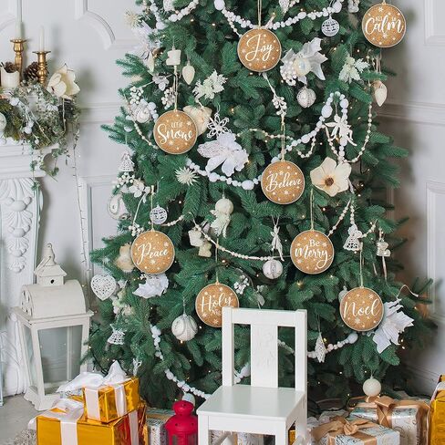 Queekay 16 Pieces Mason Jar Canning Lid Christmas Tree Ornaments Farmhouse Rustic Galvanized Hanging Decorations Xmas Jar Lid Decor with Peace, Joy, Noel for Christmas Party, 8 Styles in Saudi Arabia