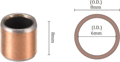 6 قطع محامل الأكمام - [8x10x6mm] محمل عادي البطانات ملفوفة بدون زيت للمعدات الصناعية in Saudi Arabia