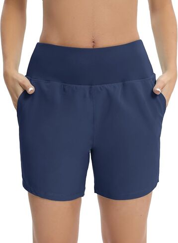 HMILES Women's 5.5" Swim Board Shorts UPF 50+ High Waisted Quick Dry Waterproof Bottoms Trunks with Pockets Liner S-3XL in Saudi Arabia