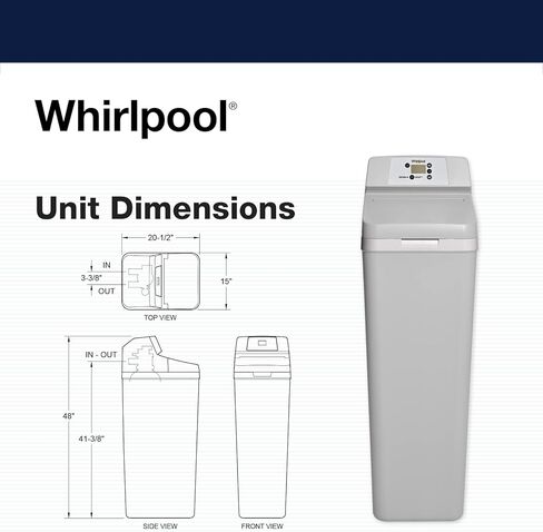ويرلبول WHES30E 30,000 منعم الحبوب | تكنولوجيا توفير الملح والمياه | معتمد من NSF | تجديد تلقائي للمياه الناعمة للمنزل بالكامل، 0.75 بوصة، أبيض فاتح in Kuwait