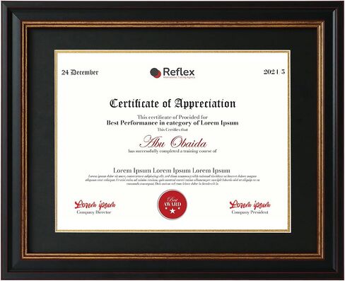 8.5x11 Certificate Frame, Document Frame with Black Mat or 11x14 Frame Displays Without Mat, Diploma Frame for Wall and Tabletop, Brown in Saudi Arabia