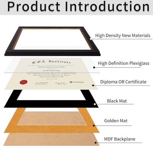 8.5x11 Certificate Frame, Document Frame with Black Mat or 11x14 Frame Displays Without Mat, Diploma Frame for Wall and Tabletop, Brown in Saudi Arabia