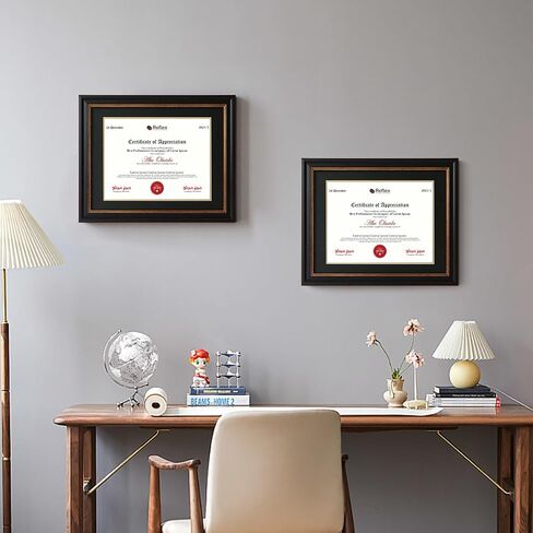 8.5x11 Certificate Frame, Document Frame with Black Mat or 11x14 Frame Displays Without Mat, Diploma Frame for Wall and Tabletop, Brown in Saudi Arabia