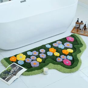 Moss Rug, Green Moss Bathroom Mat,Non-Slip 3D Moss Carpet, Washable Water Absorbent, Soft Moss Carpet Bed for Bathroom Bedroom Kitchen Living Room,23.62" x 47.24"