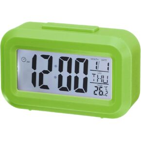 uxcell Square Electronic Alarm Clock with LCD Screen, Black Digital Alarm Clocks for Bedrooms, Snooze, 12/24H, Battery Operated for Bedrooms Heavy Sleepers Travel Office