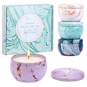 Candle Gifts - Scented Candles Christmas Gift Set for Women, 4 Packs Aromatherapy Candles for Home Scented, 120H Long Burning Natural Soy Wax Candles Set for Birthday, Mother's Day, Valentine's Day