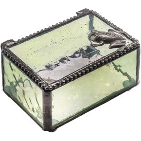J Devlin - Decorative Glass Jewelry Box for Keepsakes and Trinkets with Frog Accent - Box 174