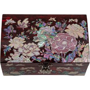 February Mountain Mother of Pearl Jewelry Organizer Box Gift for her Jewelry Boxes for Women 2 Layers Jewelry Storage Case with Large Mirror Antique Vintage Room décor Trinket Keepsake Box in Kuwait