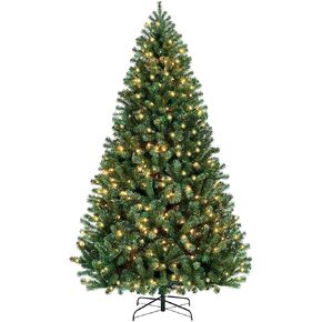 7.5 Ft. Premium 1480 Tips Extra Full Spruce Artificial Holiday Christmas Tree for Home - Easy Assembly - Prelit with 400 ct. White LED Lights