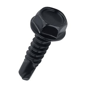 #14 x 3" Black Hex Washer Head Self Drilling Screws (25 pcs), 410 Stainless Steel, Black Oxide Coated, Quick Steel Self Tapping Sheet Metal Tek Screws, Fayeploo