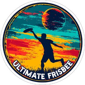 Ultimate Frisbee Sticker Window Vintage Decal Vinyl Small Waterproof for Water Bottle Mug Passport Book Scrapbook Notebook Laptop Tumbler Skateboard Computer Phone Size 4" Funny Gift ID44990