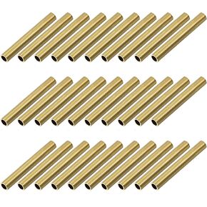 [30 Pcs] Brass Round Tube 30mm Length 6mm OD0.5mm Wall Thickness, Metal Copper Seamless Straight Pipe Tubing for DIY Draft Decoration Frame
