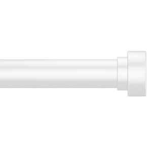 Joydeco Curtain Rods for Windows 32 to 120 inches Adjustable Decorative Curtain Rod,Window Curtain Rod single rod with Aluminium Finials(32" to 120",White)